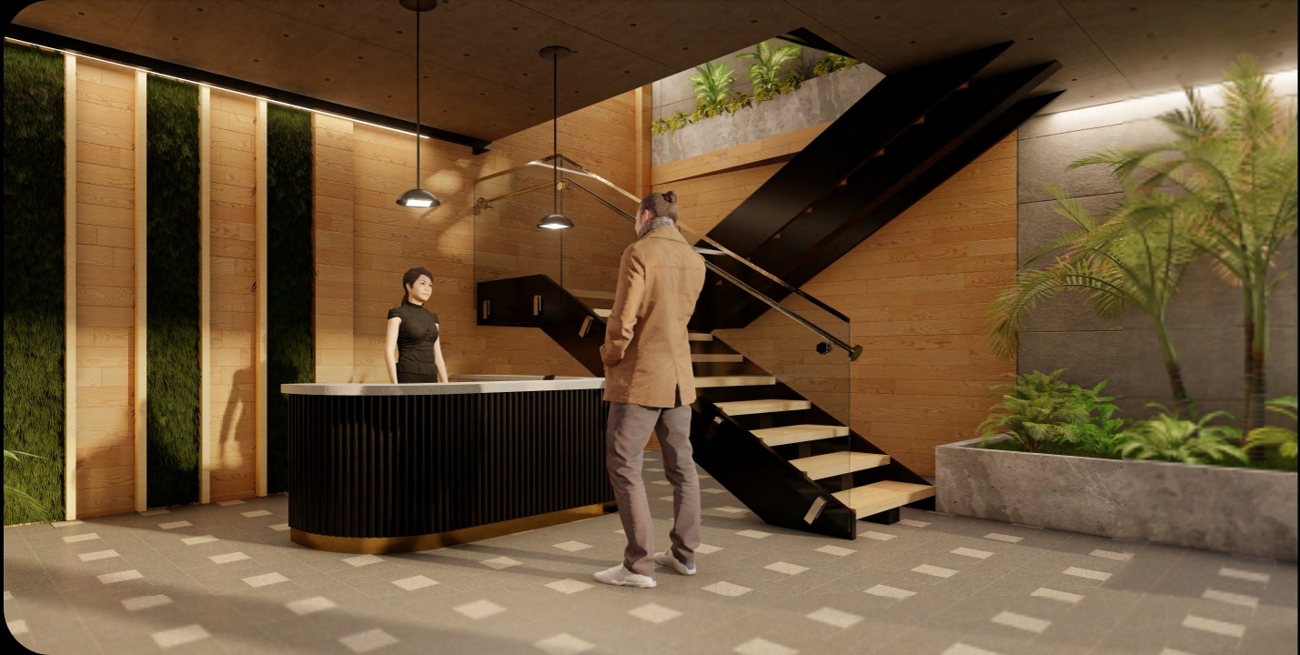 Render 3D fotorrealista de interior moderno del estudio